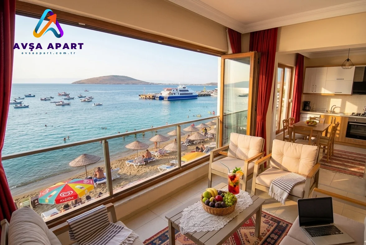 avşa adasında denize sıfır eşyalı daire